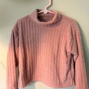 Old Navy Pink Cowl Neck Sweater with Ribbed Texture